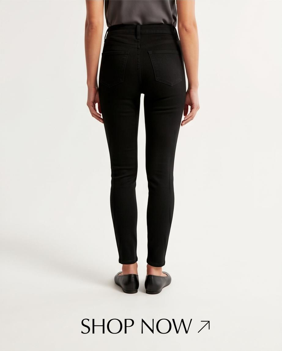 Miniatura: Leggings Mezclilla Negros - Tiro Alto - Hollister