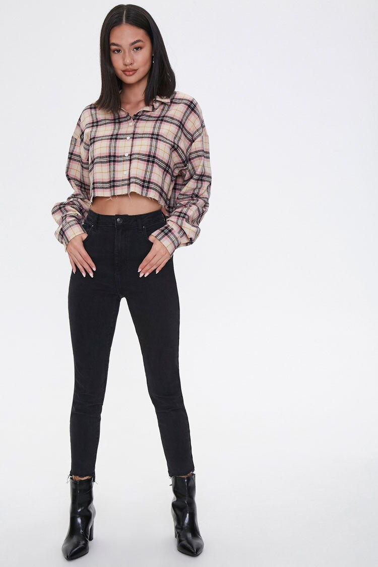 Thumbnail: Raw-Cut Cropped Plaid Shirt