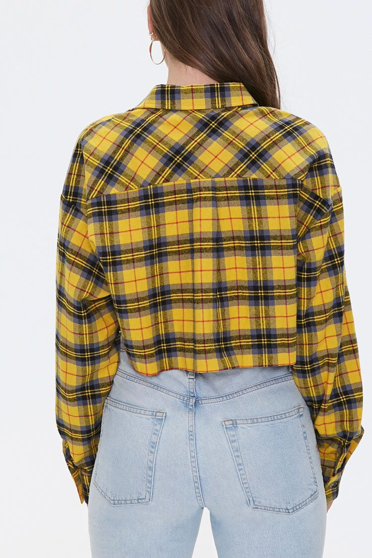 Thumbnail: Raw-Cut Cropped Plaid Shirt