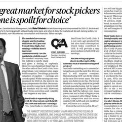 Interview with Business Standard on current market scenario