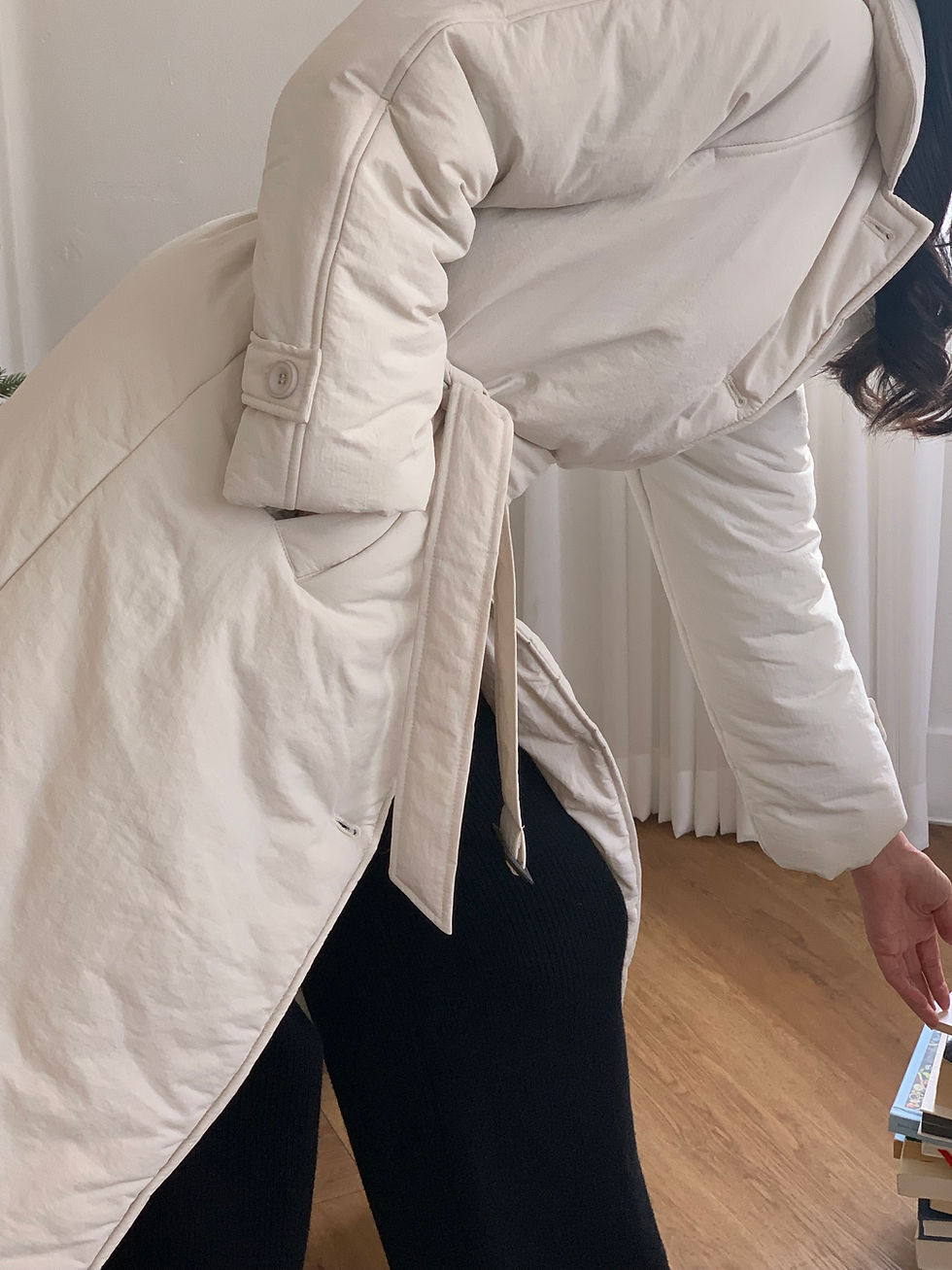 섬네일: Trench Belted Long Down-Alternative Coat
