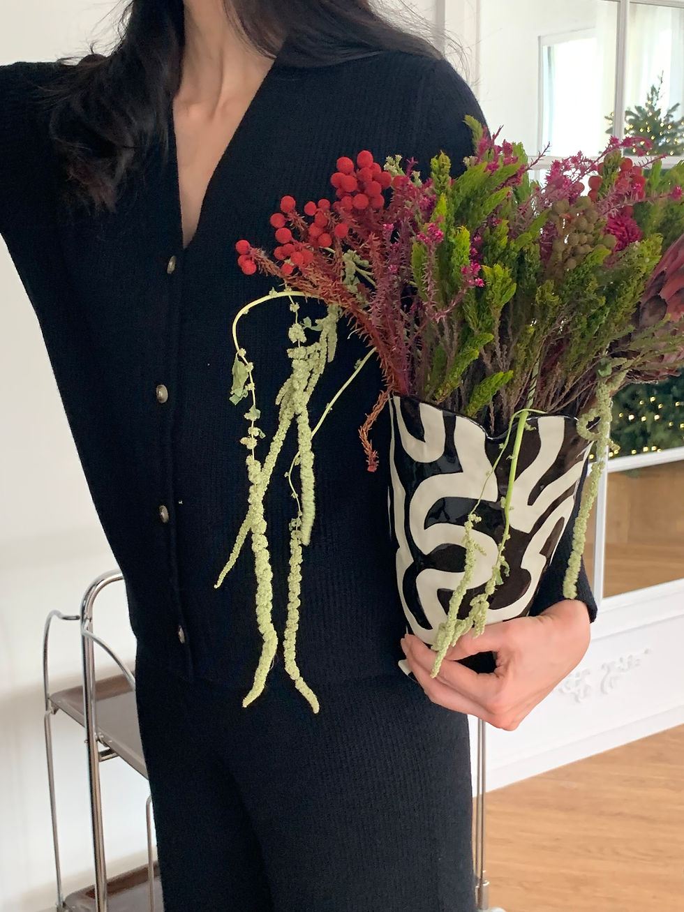 섬네일: Cashmere Knit Set-Up Black