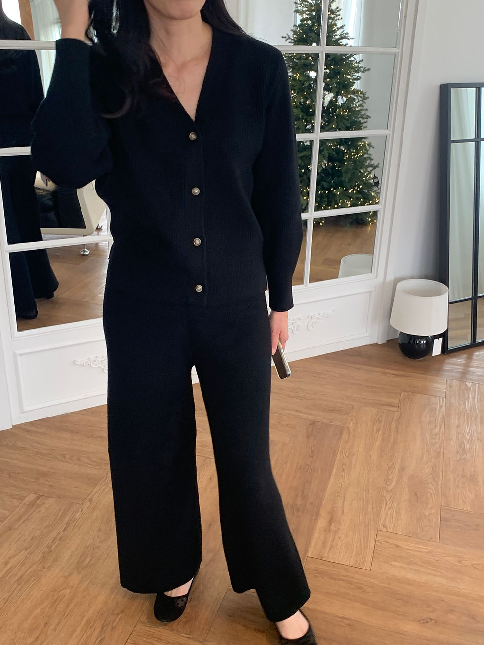 섬네일: Cashmere Knit Set-Up Black