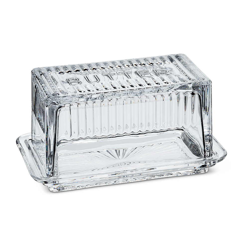 Thumbnail: GLASS COVERED BUTTER DISH ~ LARGE