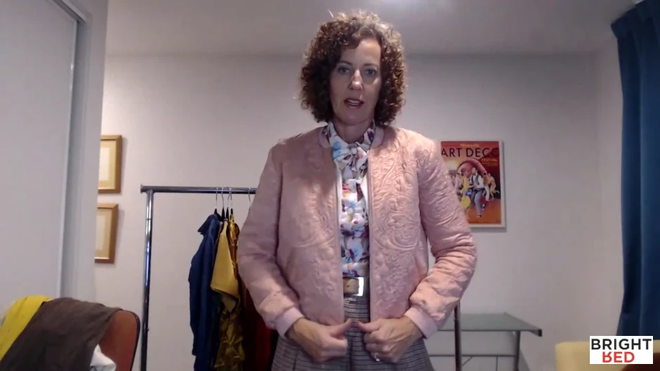 Cream Cardigan with World Ice Cream Shirt and Pink Bomber Jacket