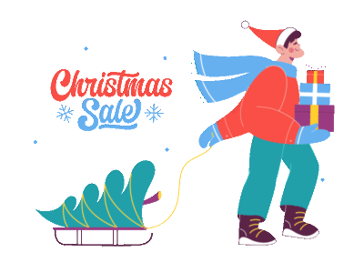 An animated gif featuring a Santa clause carrying gift for dropshipping 