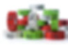 An image of all three colors of available Cam-Tape mixed with one another in an organized pile