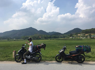 Jack on a bike in the Vietnamese countryside