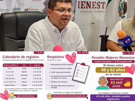 Delegación de Programas para el Bienestar en Tamaulipas Ampliación al Programa Pensión Mujeres Bienestar a partir de los 60, 61, y 62 años.