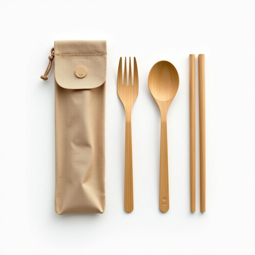 Kit Talheres Bambu Viagem