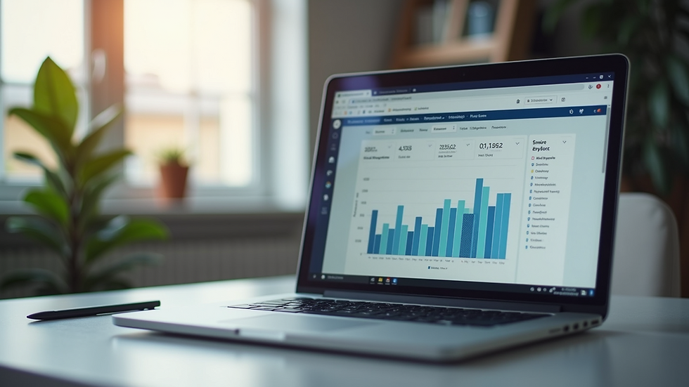 Eye-level view of a laptop screen showing property compliance dashboard