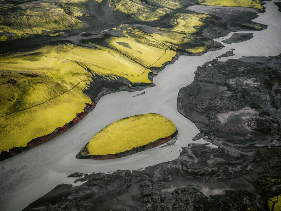 Aerial view of Skafta River Iceland