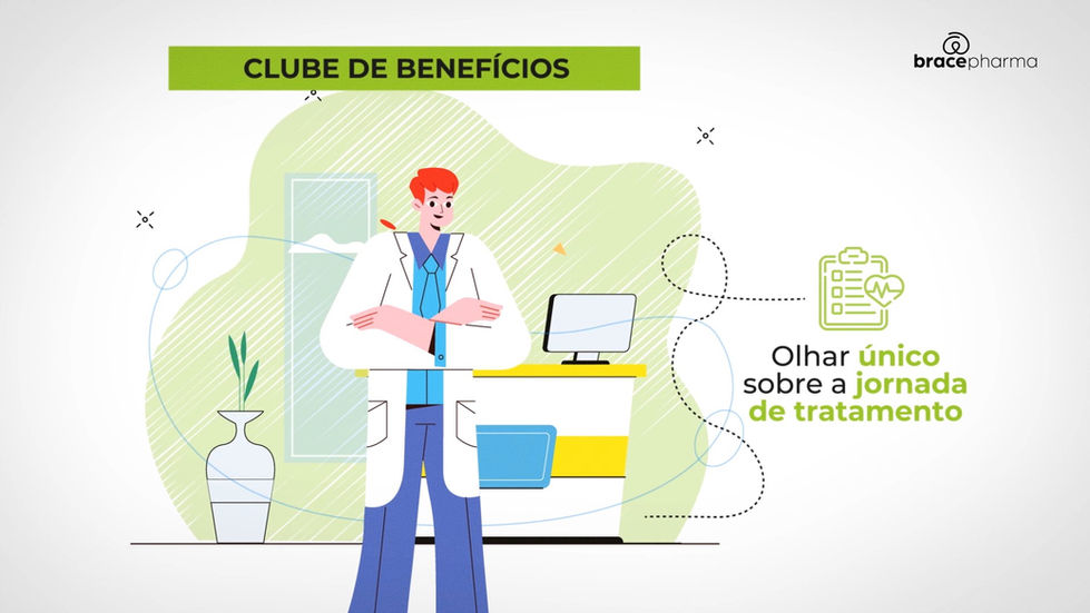 Personagem com o texto Clube de benefícios