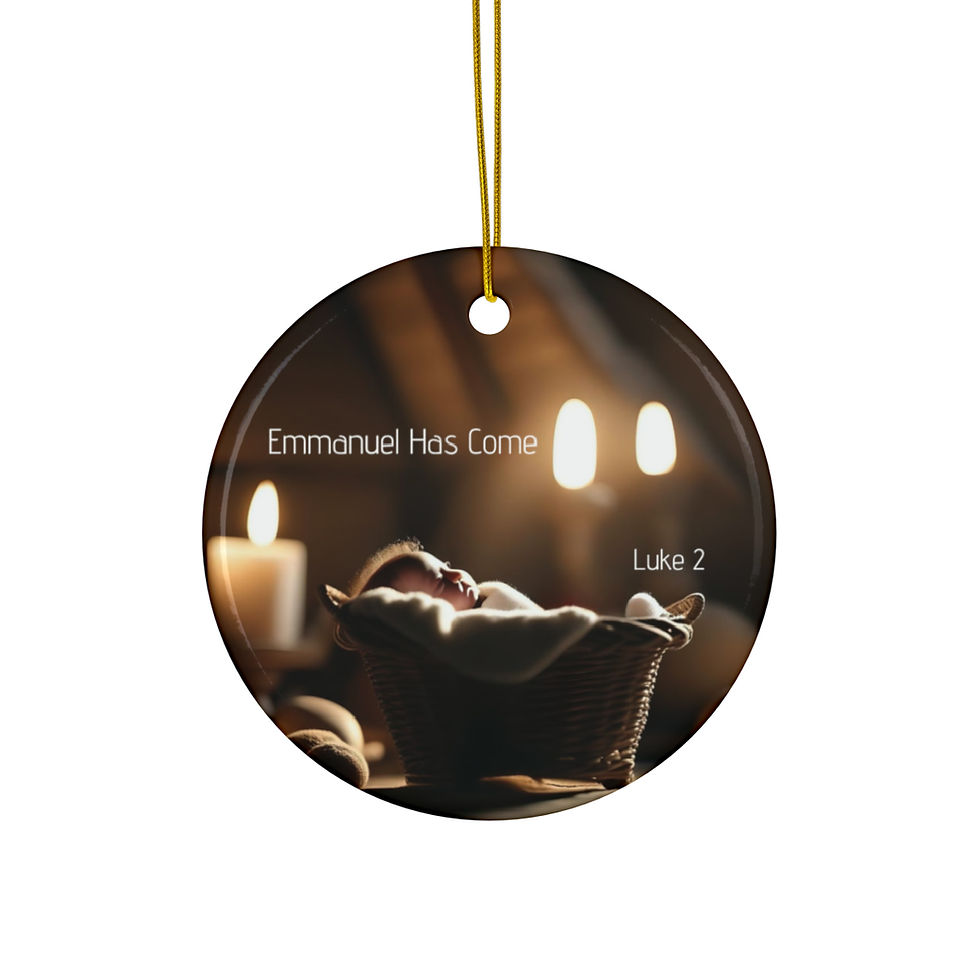 Thumbnail: "Emmanuel Has Come" Ceramic Ornaments (1pc, 3pcs, 5pcs, 10pcs)