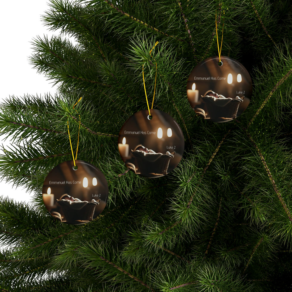 Thumbnail: "Emmanuel Has Come" Ceramic Ornaments (1pc, 3pcs, 5pcs, 10pcs)