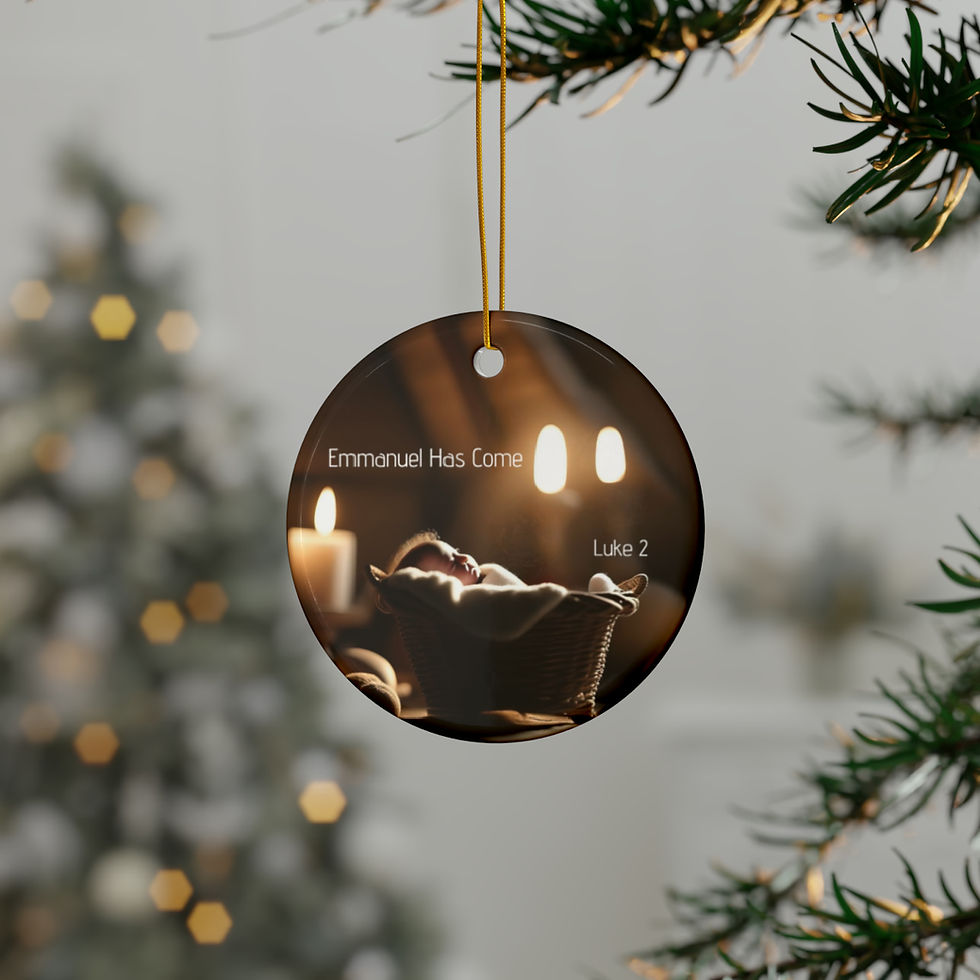 Thumbnail: "Emmanuel Has Come" Ceramic Ornaments (1pc, 3pcs, 5pcs, 10pcs)