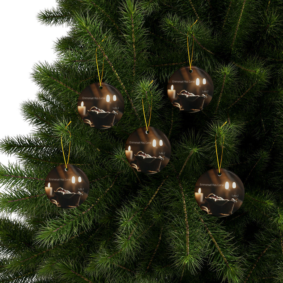 Thumbnail: "Emmanuel Has Come" Ceramic Ornaments (1pc, 3pcs, 5pcs, 10pcs)