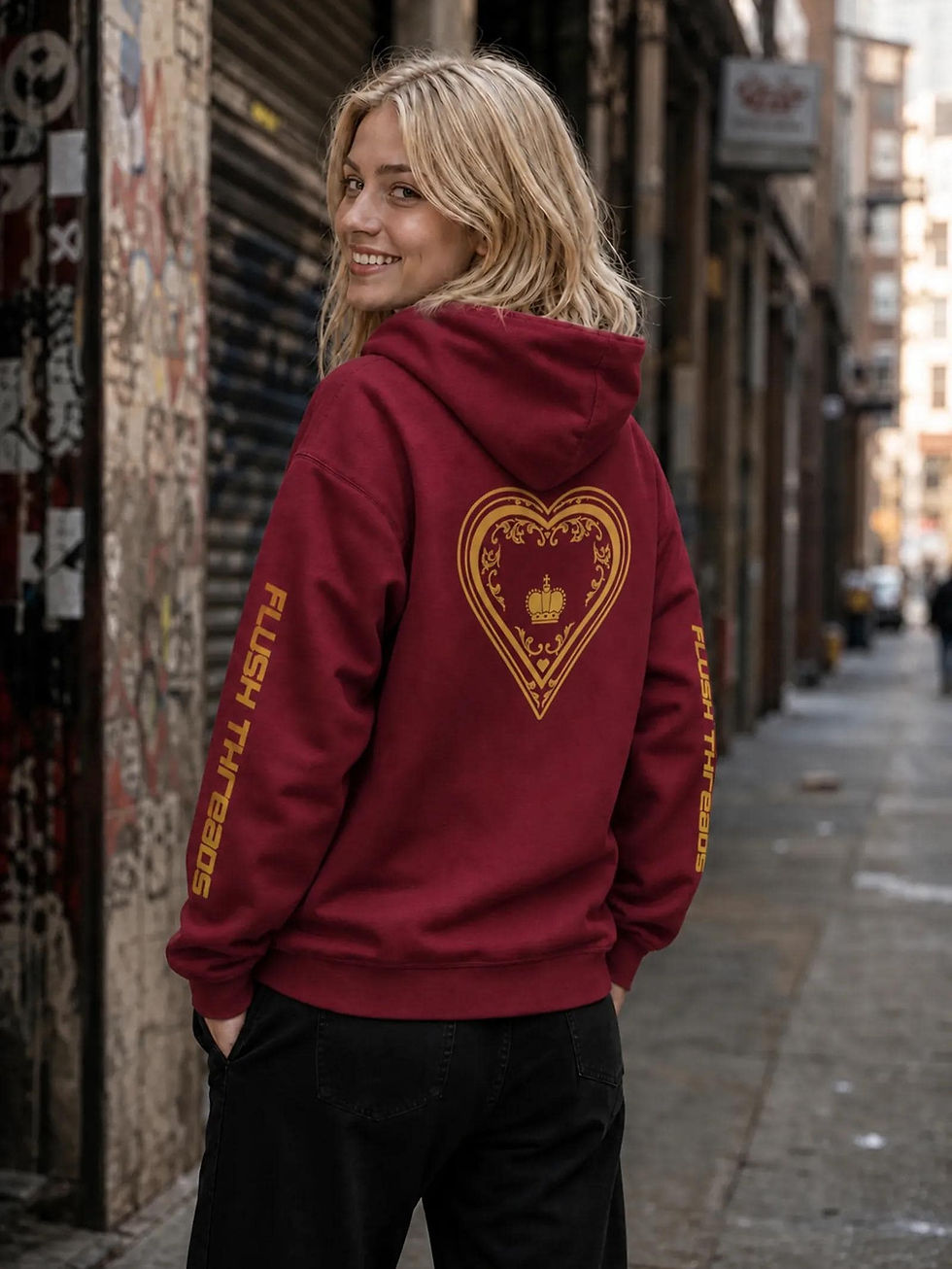 Thumbnail: Hearts and Darts - Flush Threads Gold Ember - Unisex Hoodie