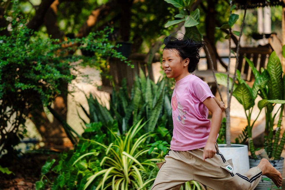 Thai girl running in a game