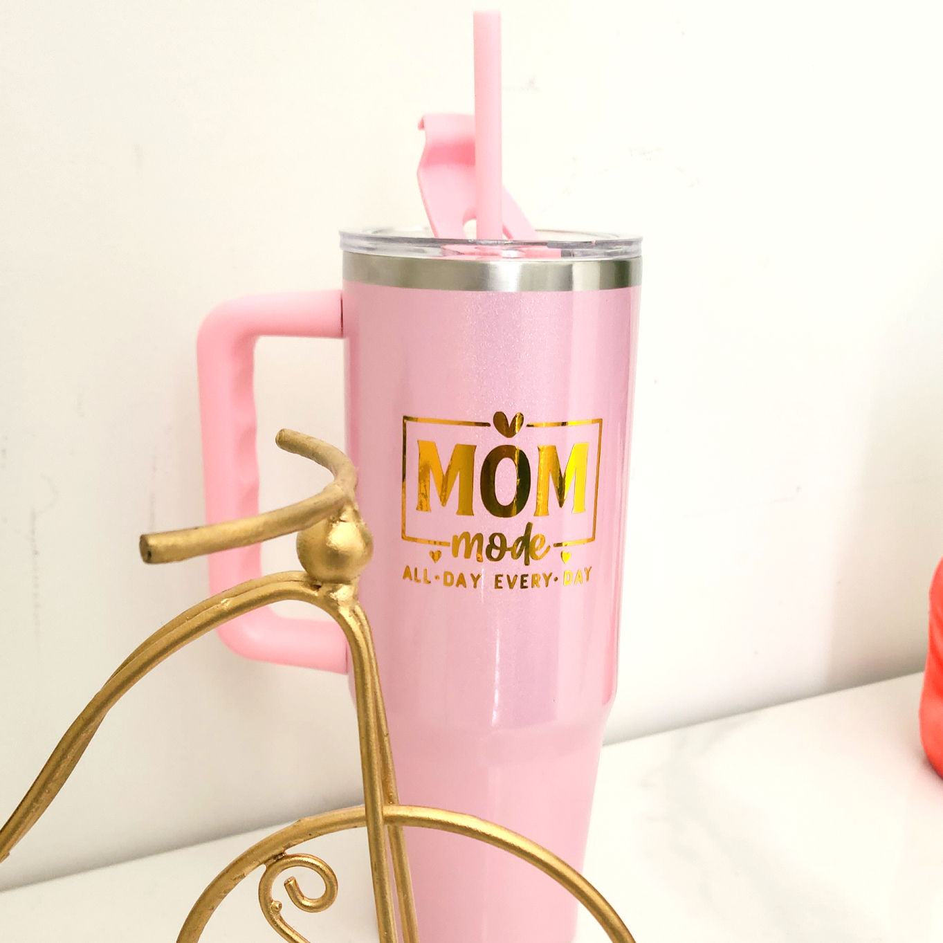MOM Mode Shimmer Tumbler - PINK color