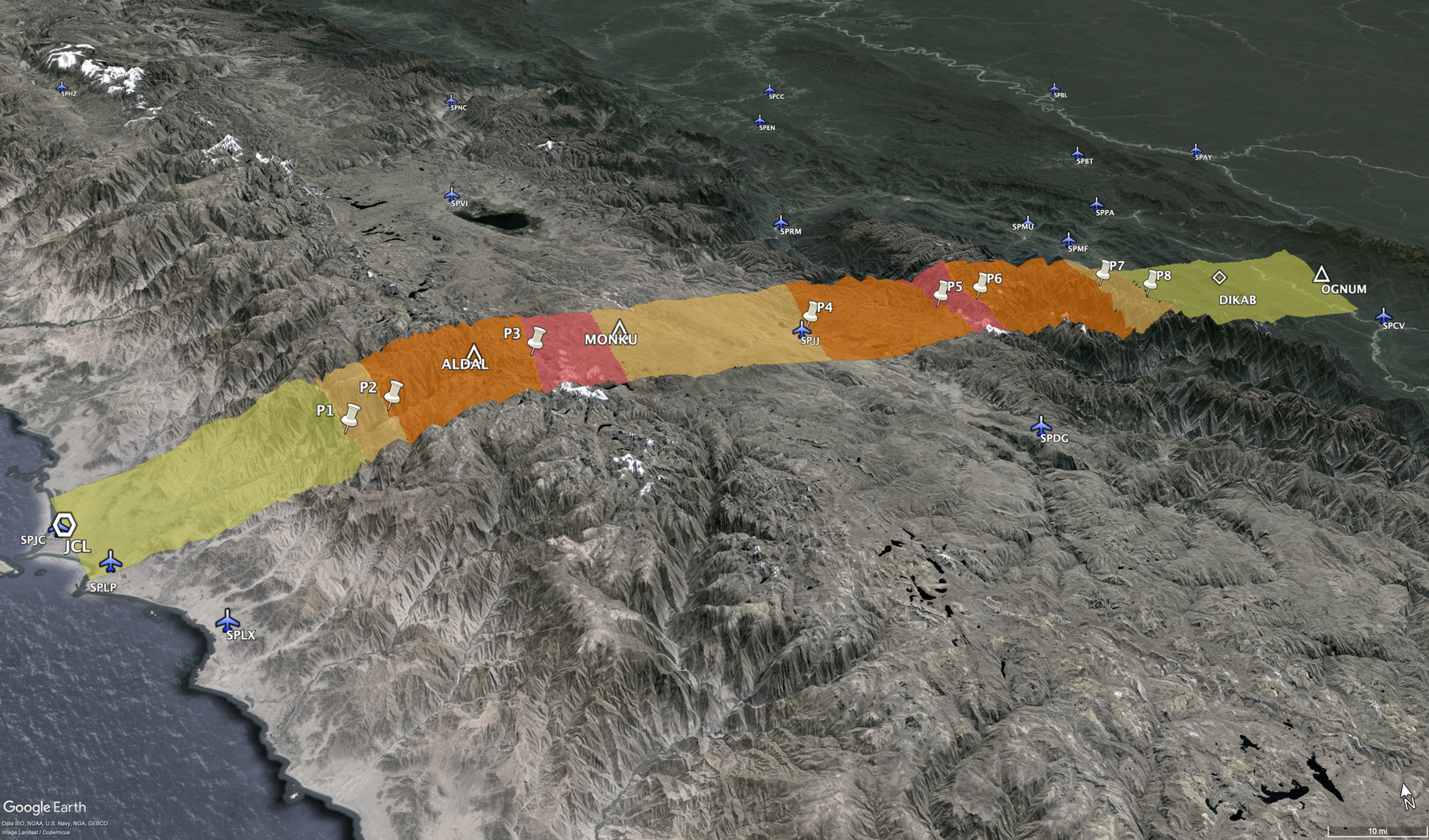 Terrain Survey (extracted from Google Earth)