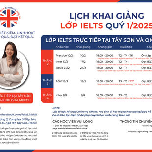 Lịch khai giảng trung tâm LinhUK QUÝ 1/2025