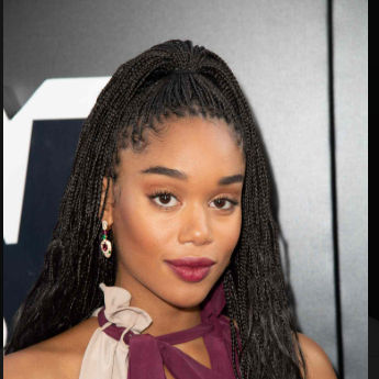 Laura Harrier with high ponytail micro braids