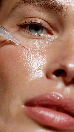 A female with a needle on her face