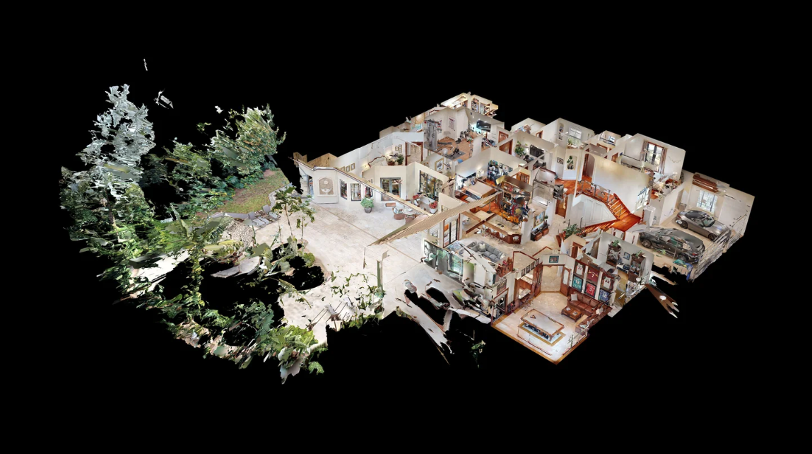 Elegant Matterport dollhouse view of a Florida property, offering a detailed 3D representation of the home's layout and design.