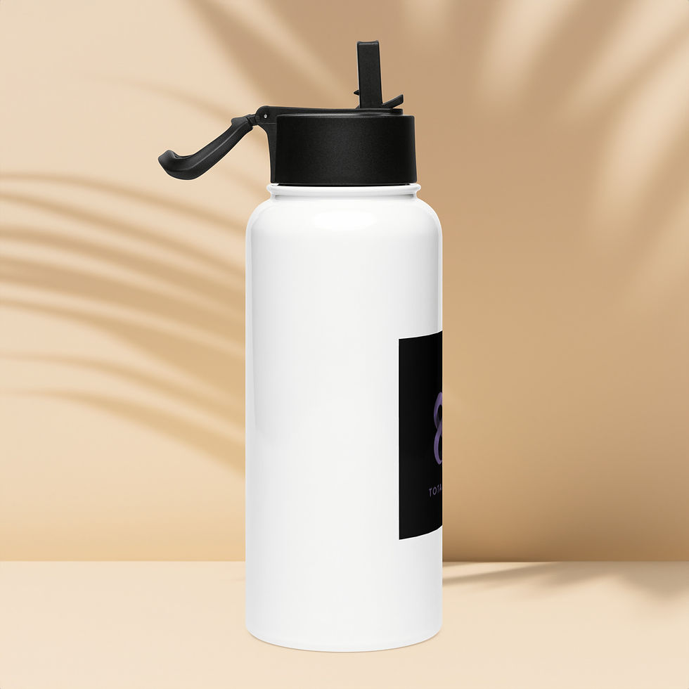 Miniature : Stainless steel water bottle with a straw lid