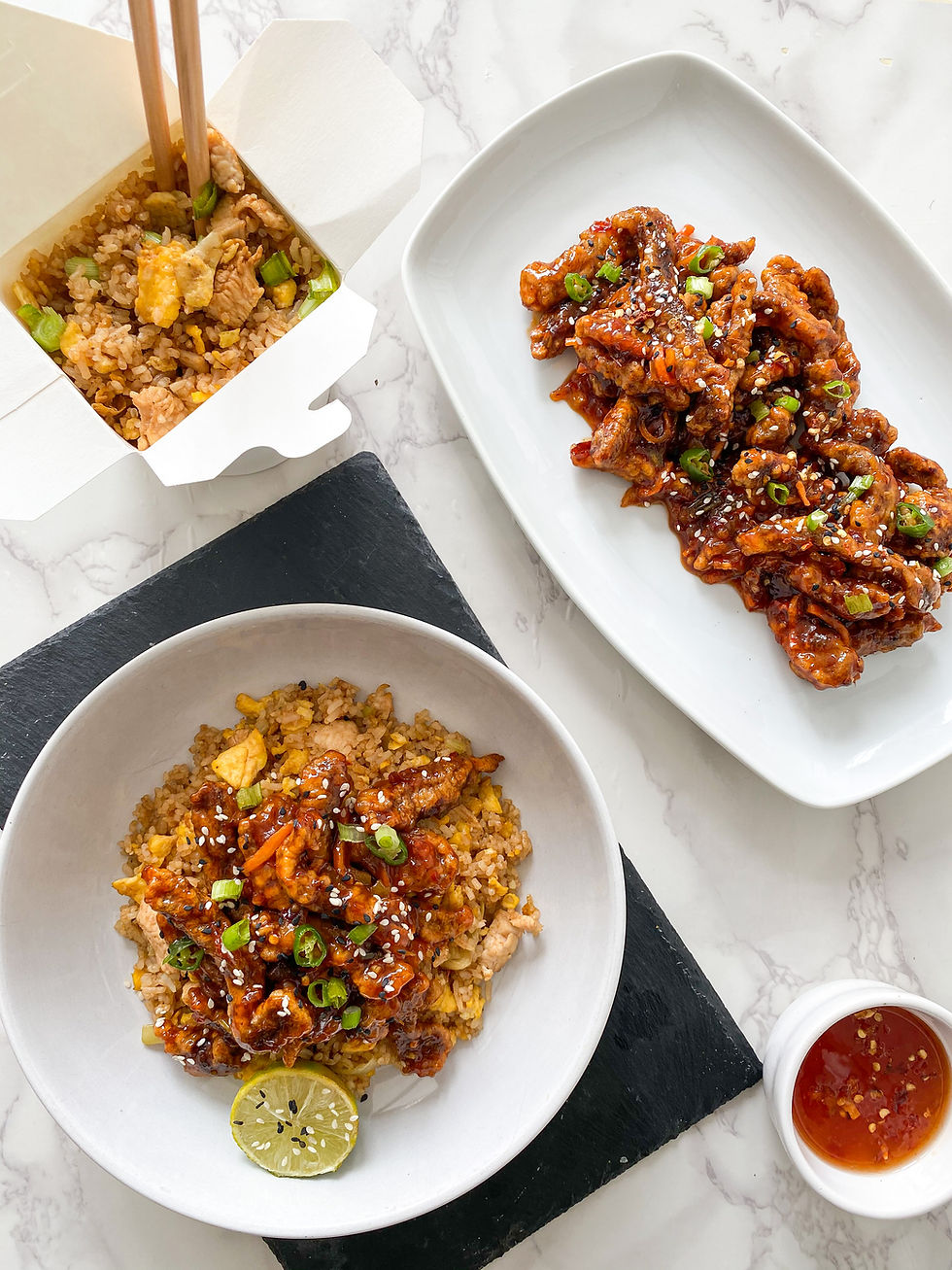 Crispy Chilli Chicken and Fried Rice