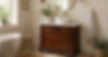 Mahogany vintage bathroom vanity in a cottage bathroom