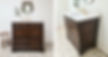 Antique Georgian bathroom vanity unit with  quartz worktop, oval undermount basin, front and side view