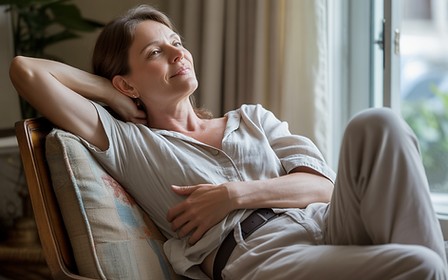 Woman lying back in a peaceful, relaxed state