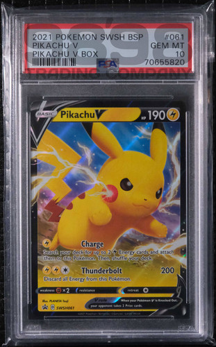 2021 Pokemon SWSH Box Promo: Pikachu V #061 [PSA10] | 9898