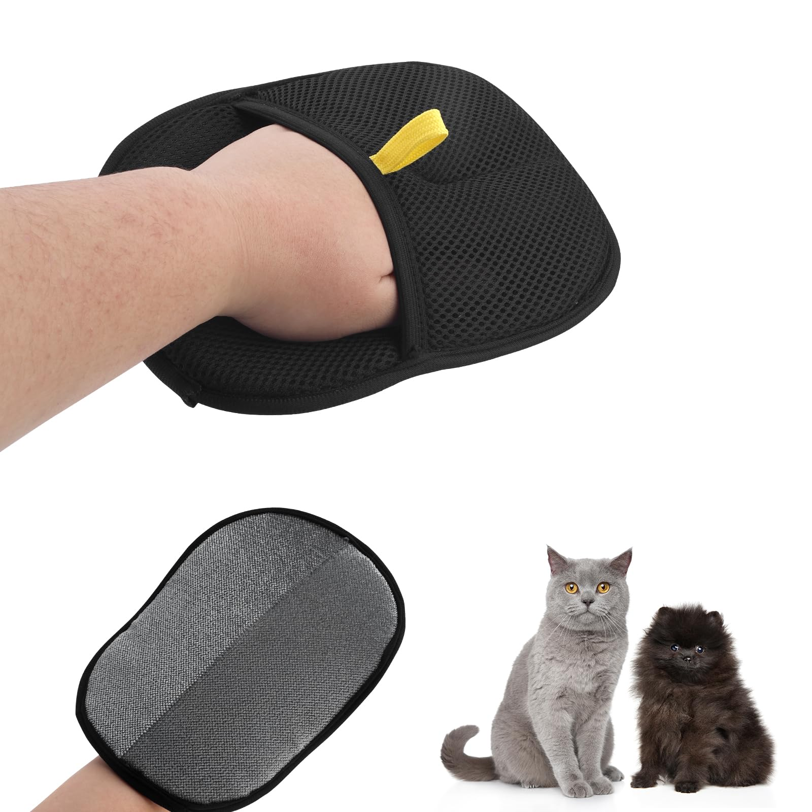 Pet Hair Removal Tool Reusable Static Removal Gloves, Double-Sided Grooming Glov