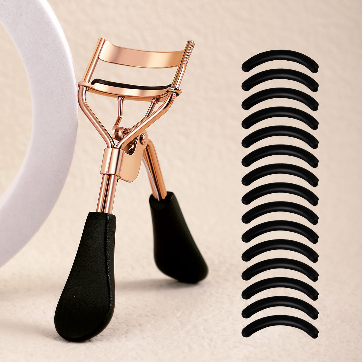 Compact Stainless Steel Eyelash Curler & 15 Refill Pads
