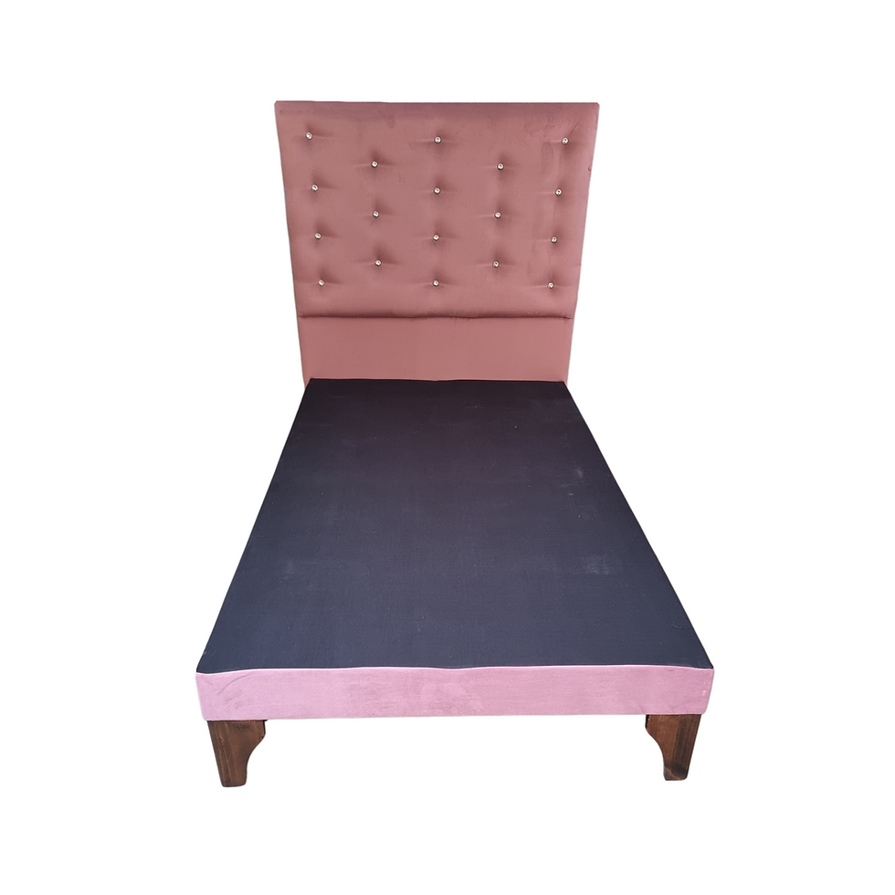 Miniatura: Base 1 plaza  + Respaldo a Piso Palo Rosa Felpa Diamante