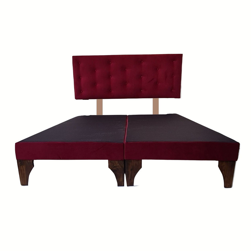 Miniatura: Base dividida + respaldo 2 plazas Vino Tinto Felpa
