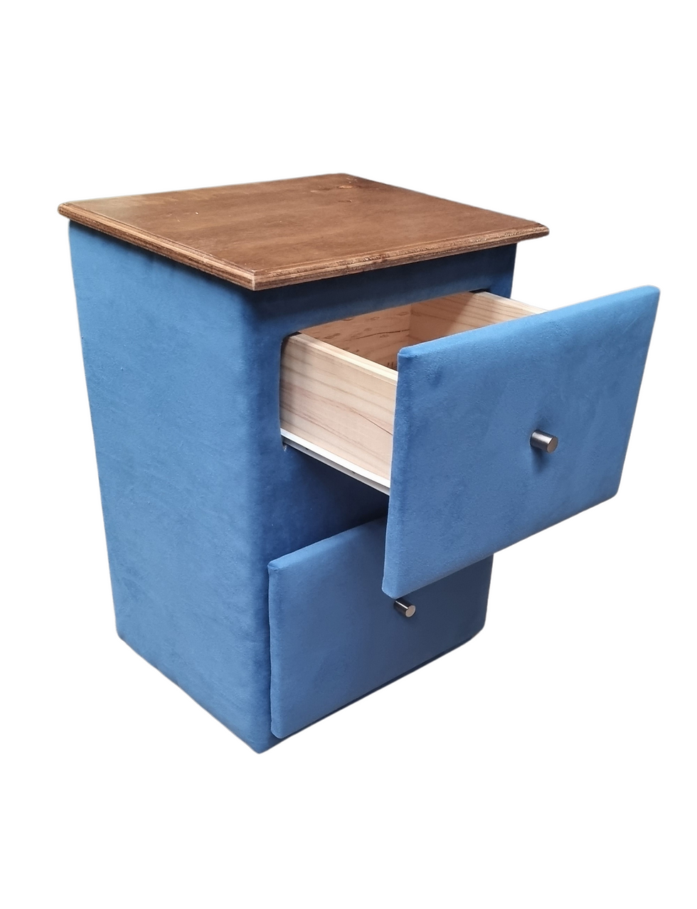 Miniatura: Velador Doble Cajon Azul Felpa 65x40x48 Rimar.
