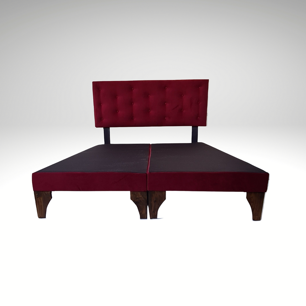 Miniatura: Base dividida + respaldo 2 plazas Vino Tinto Felpa