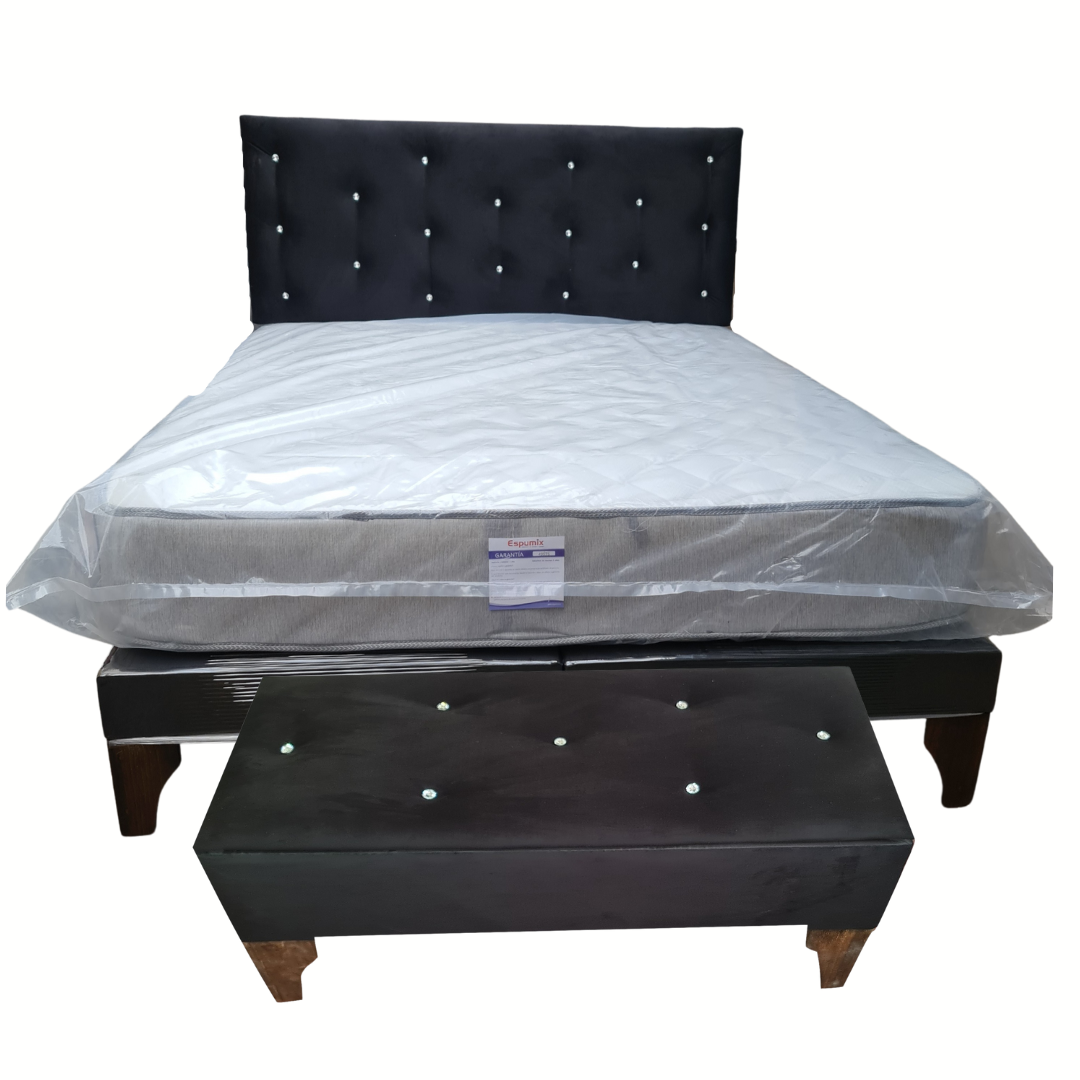 Combo 2 plazas Negro Felpa Diamante