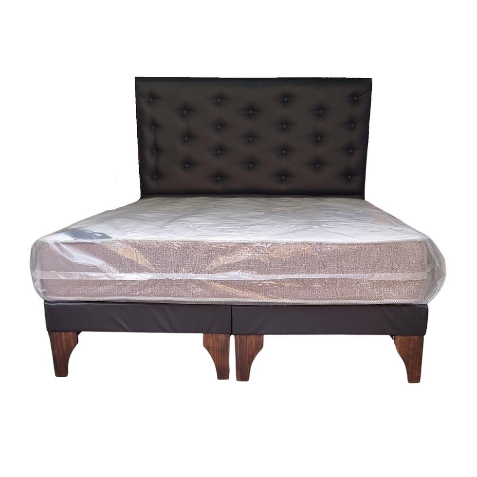 Miniatura: Cama 2 plazas Colchon MARVER Negro Cuero PU
