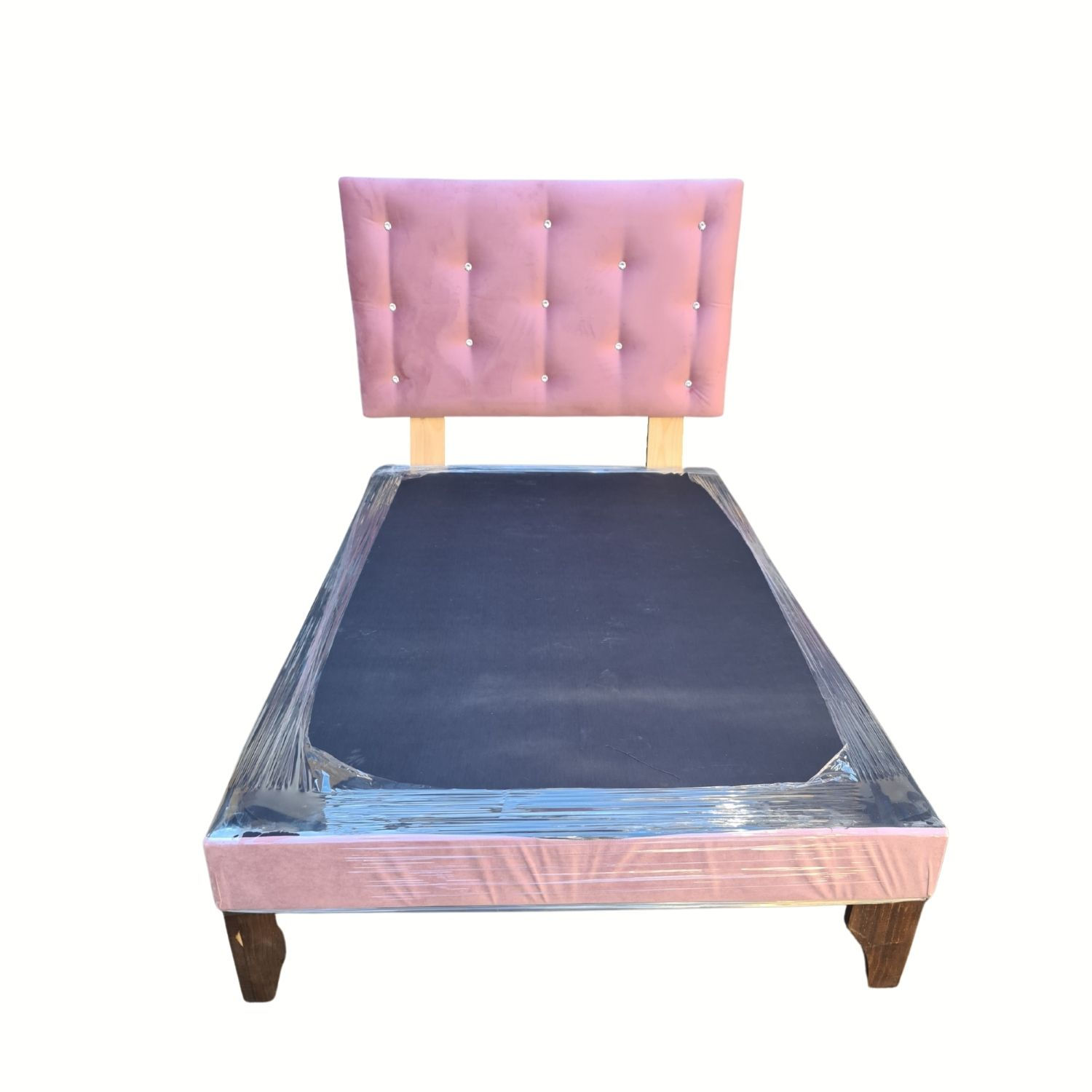 Base 1 plaza +Respaldo Palo Rosa Felpa Diamante