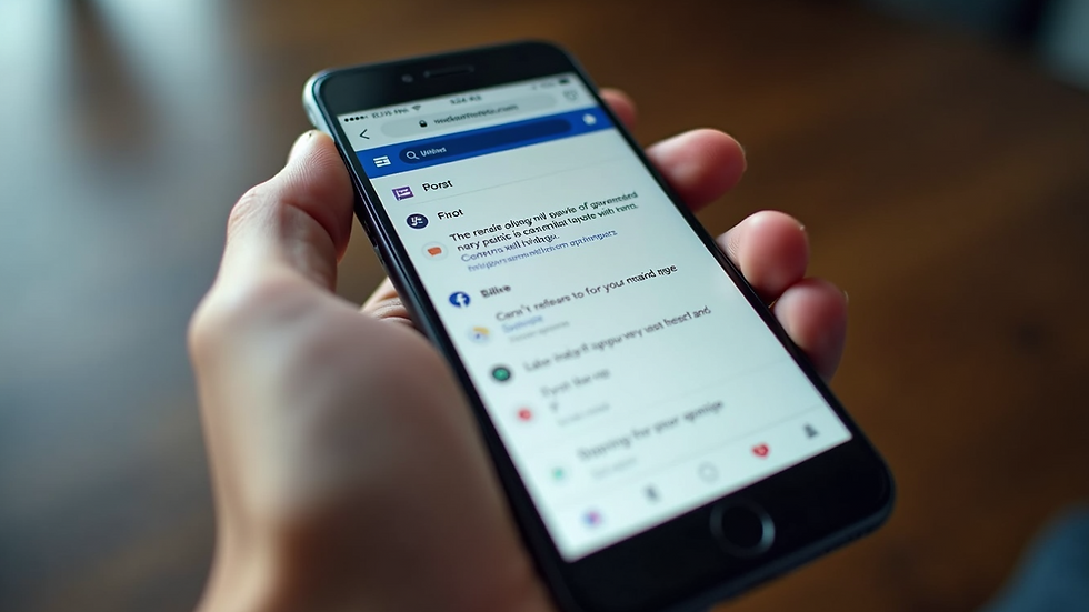 High angle view of smartphone displaying Facebook FAQ section