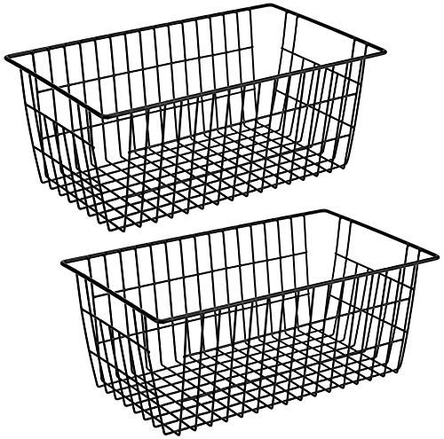 SANNO Freezer Baskets Metal Storage Organizer Bin Basket Wire Storage Basket for
