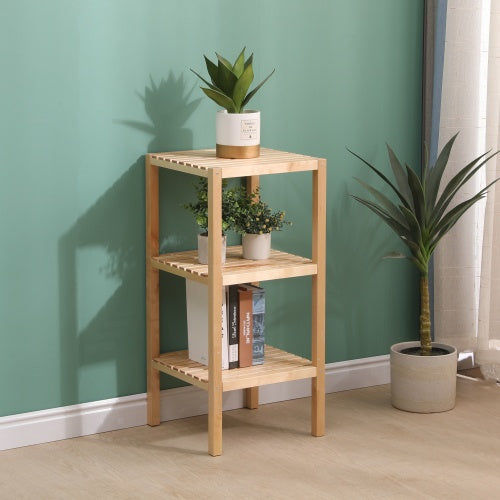 3-Tier Birch Bathroom Shelf, Narrow Shelving Unit, Multifunctional Storage Rack,