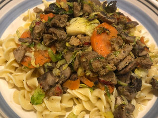 A hearty winter meal, from leftovers! Super simple winter veggie pan fry