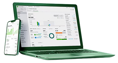 quickbooks laptop and cellphone