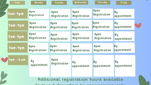 Updated 2024 Summer Registration Hours.